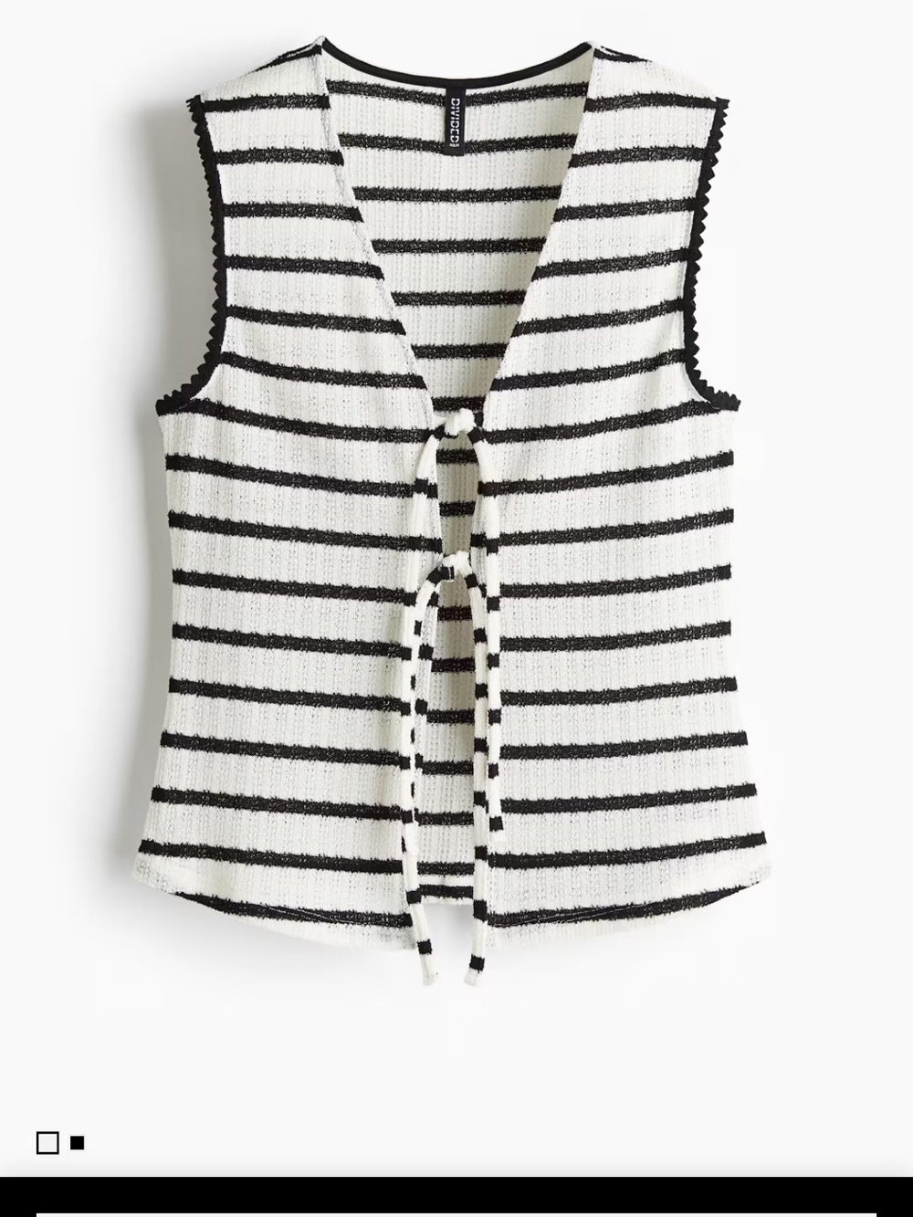 H&M Black and White Striped Tie-Front Sleeveless Knit Top and Pants Set
